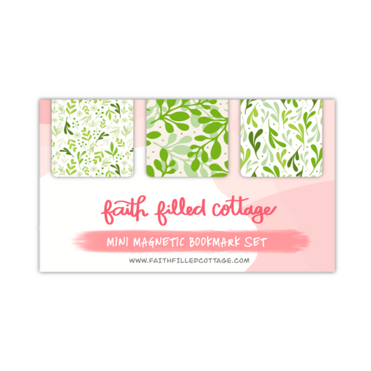 Green Leaves (mini magnetic bookmark set)