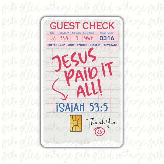Jesus Paid It All Receipt